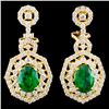 18K Gold 1.98ct Emerald & 1.85ctw Diamond Earrings