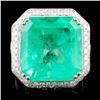 18K Gold 23.83ct Emerald & 3.98ctw Diamond Ring
