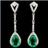 18K Gold 6.25ctw Emerald & 1.15ctw Diamond Earring