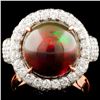 14K Gold 3.79ct Opal & 2.57ctw Diamond Ring
