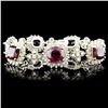 14K Gold 35.83ct Garnet & 2.72ctw Diamond Bracelet