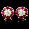 18K Yellow Gold 1.30ct Ruby & 0.49ct Diamond Earri
