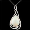 Image 2 : 14K Gold 11.04ct Opal & 1.20ctw Diamond Pendant