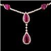 Image 2 : 14K Rose Gold 6.93ct Ruby & 3.54ctw Diamond Neckla