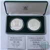 Image 1 : ** SCARCE***Royal Mint Issue: 1988 Dublin City Sterling Silver 2-coin Medallion set. This set contai