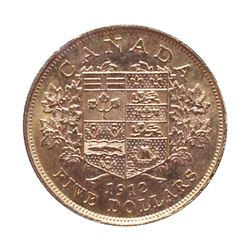 Canada 1912 $5 Gold Brilliant Uncirculated