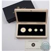 Image 1 : 2009 Canada 30th Anniversary Fractional Gold Maple Leaf 4-coin hologram set. Contains 1oz, 1/4oz, 1/