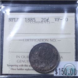 Newfoundland 20-cent 1885  ICCS Certified VF-20