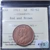 Image 1 : 1-cent 1911 ICCS Certified MS-62 Red and Brown