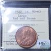Image 1 : 1-cent 1920 Large ICCS Certified MS-63 Red and Brown