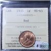 Image 1 : 1-cent 1935 ICCS Certified MS-65 Red