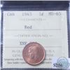 Image 1 : 1-cent 1943 ICCS Certified MS-65 Red