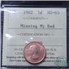 Image 1 : 1-cent 1962 Missing M ICCS Certified MS-65