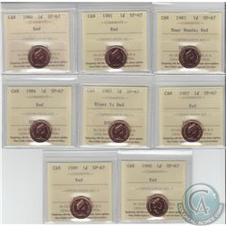 1-cent 1980,1981,1983 Near Beads, 1984,1985 Blunt 5, 1987,1989 & 1990 All ICCS Certified SP-67. 8pcs