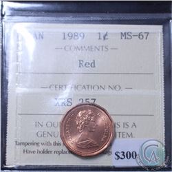 1-cent 1989 ICCS Certified MS-67 Red. Tied for finest known.