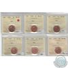 Image 1 : 1-cent 1991, 1992, 1997, 1998, 1999 & 2000 ICCS Certified MS-66 Red. 6pcs.