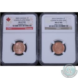 1-cent 2005 Magnetic & 2010 Non Magnetic NGC Certified MS-67. 2pcs