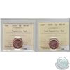 Image 1 : 1-cent 2009 Magnetic & Non-Magnetic ICCS Certified MS-67 Red. 2pcs.