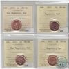Image 1 : 1-cent 2010 Non-Magnetic, 2011 Magnetic, 2012 Non-Magnetic & 2012 Magnetic ICCS Certified MS-66 Red.