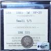 Image 1 : 5-cent 1885 Small 5 over 5 ICCS Certified VF-20