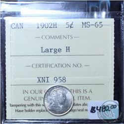 5-cent 1902H Large H ICCS Certified MS-65