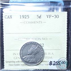 5-cent 1925 ICCS Certified VF-30