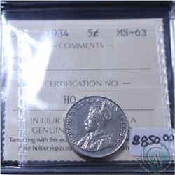 5-cent 1934 ICCS Certified MS-63