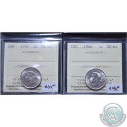5-cent 1937 & 1940 both ICCS Certified MS-64. (2pcs)