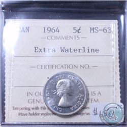 5-cent 1964 Extra Waterline ICCS Certified MS-63