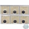 Image 1 : 5-cent 1981,1982,1984,1985,1987 &1988 ICCS Certified SP-67. 6pcs