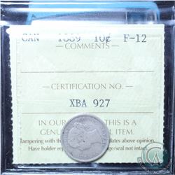 10-cent 1889 ICCS F-12 *KEY DATE* Highly sought after date, this coin features soft grey fields with