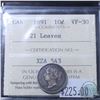 Image 1 : 10-cent 1891 21 Leaves ICCS Certified VF-30