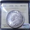 Image 1 : Silver $1 1936 ICCS Certified MS-65! A choice coin with flashy Fields, with small hints of toning th