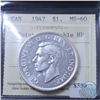 Image 1 : Silver $1 1947 Pointed 7 ICCS Certified MS-60; 2xHP