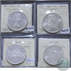 Silver $1 1963 & 1967 ICCS Certified MS-64. 2pcs.