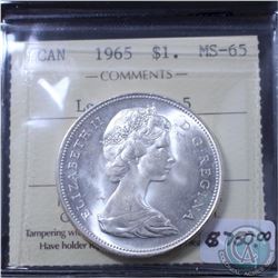 Silver $1 1965 Large Beads Blunt 5  ICCS Certified MS-65