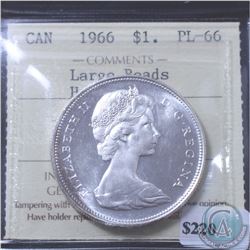 Silver $1 1966 Large Beads ICCS Certified PL-66 Heavy Cameo