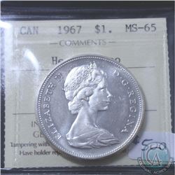 Silver $1 1967 ICCS Certified MS-65 Heavy Cameo