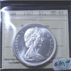 Silver $1 1967 ICCS Certified MS-64 Heavy Cameo