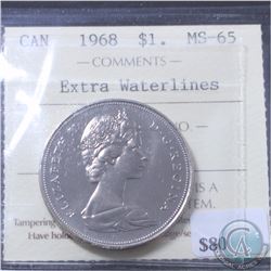 Nickel $1 1968 Extra Waterlines ICCS Certified MS-65