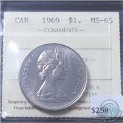 Nickel $1 1969 ICCS Certified MS-65. Tied for Finest known