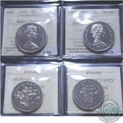 Nickel $1 1970 & 1971 ICCS Certified PL-66 Heavy Cameo. 2pcs.