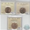 Image 1 : Loon $1 1987, 1990 & 1992 Confederation ICCS Certified MS-66. 3pcs.