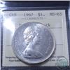 Image 1 : Silver $1 1967 Canada Double Stuck Error! ICCS MS-65. This impressive error is a bright lustrous coi
