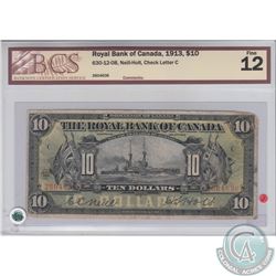 1913 Royal Bank of Canada $10. 630-12-08, Neill-Holt, S/N: 2604636, BCS F-12.