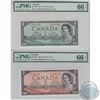 Image 1 : set of 2x 1954 Devil's Face banknotes both PMG Certified GEM UNC-66 EPQ! Receive a $1 and a $2 Denom