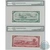 Image 2 : set of 2x 1954 Devil's Face banknotes both PMG Certified GEM UNC-66 EPQ! Receive a $1 and a $2 Denom