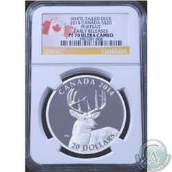 RCM Issue: 2014 Canada $20 White-Tailed Deer - Portrait NGC Certified PF-70 Ultra Cameo EARLY RELEAS