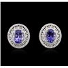 Image 1 : 14KT White Gold 5.42 ctw Tanzanite and Diamond Earrings