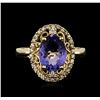 Image 2 : 14KT Yellow Gold 2.45 ctw Tanzanite and Diamond Ring